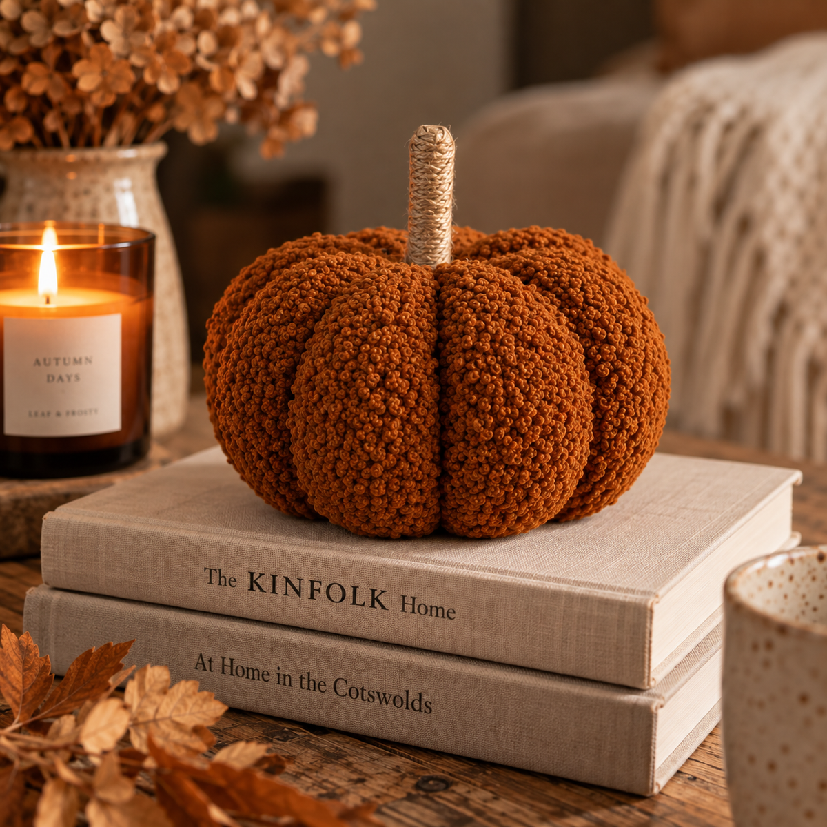 Bouclé Plush Pumpkin – Rust | 12cm