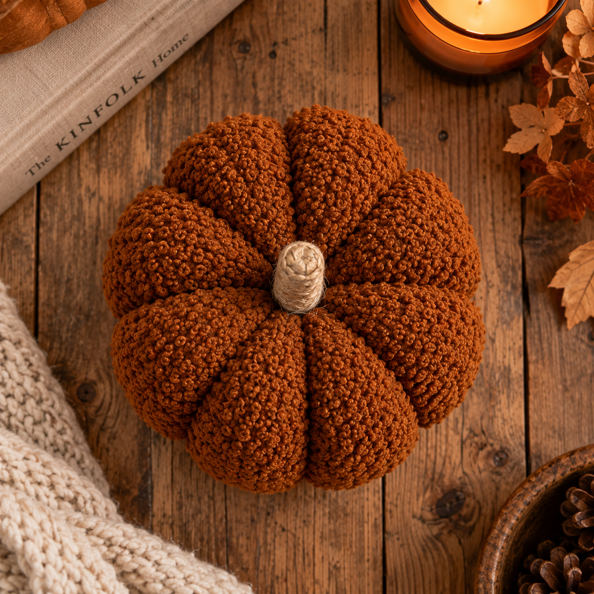 Bouclé Plush Pumpkin – Rust | 12cm