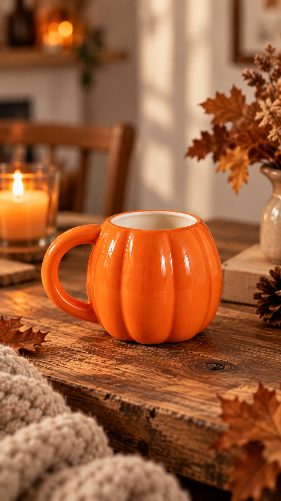 Orange Ceramic Pumpkin Mug