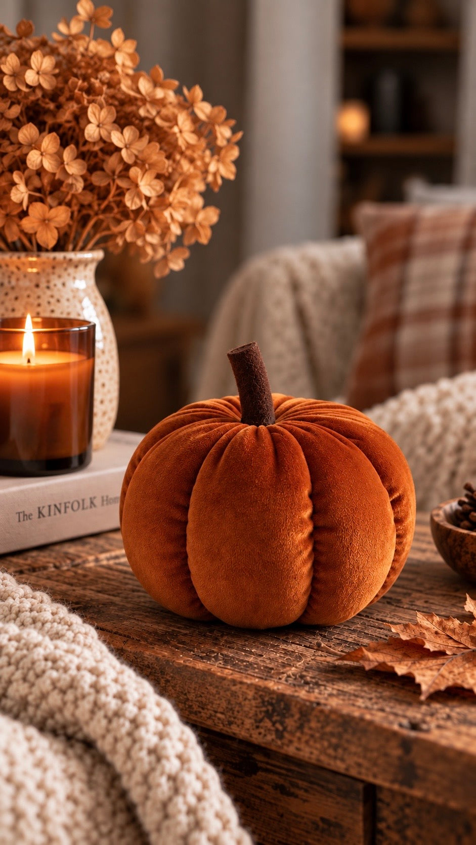 Velvet Plush Pumpkin – Burnt Orange