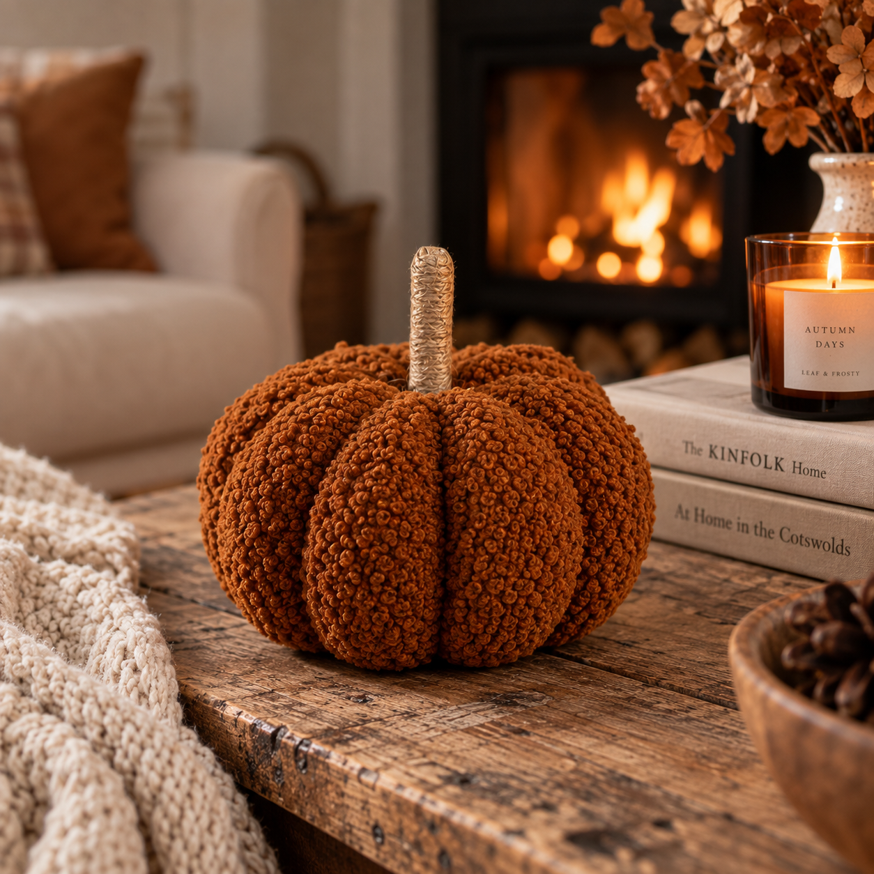 Bouclé Plush Pumpkin – Rust | 12cm