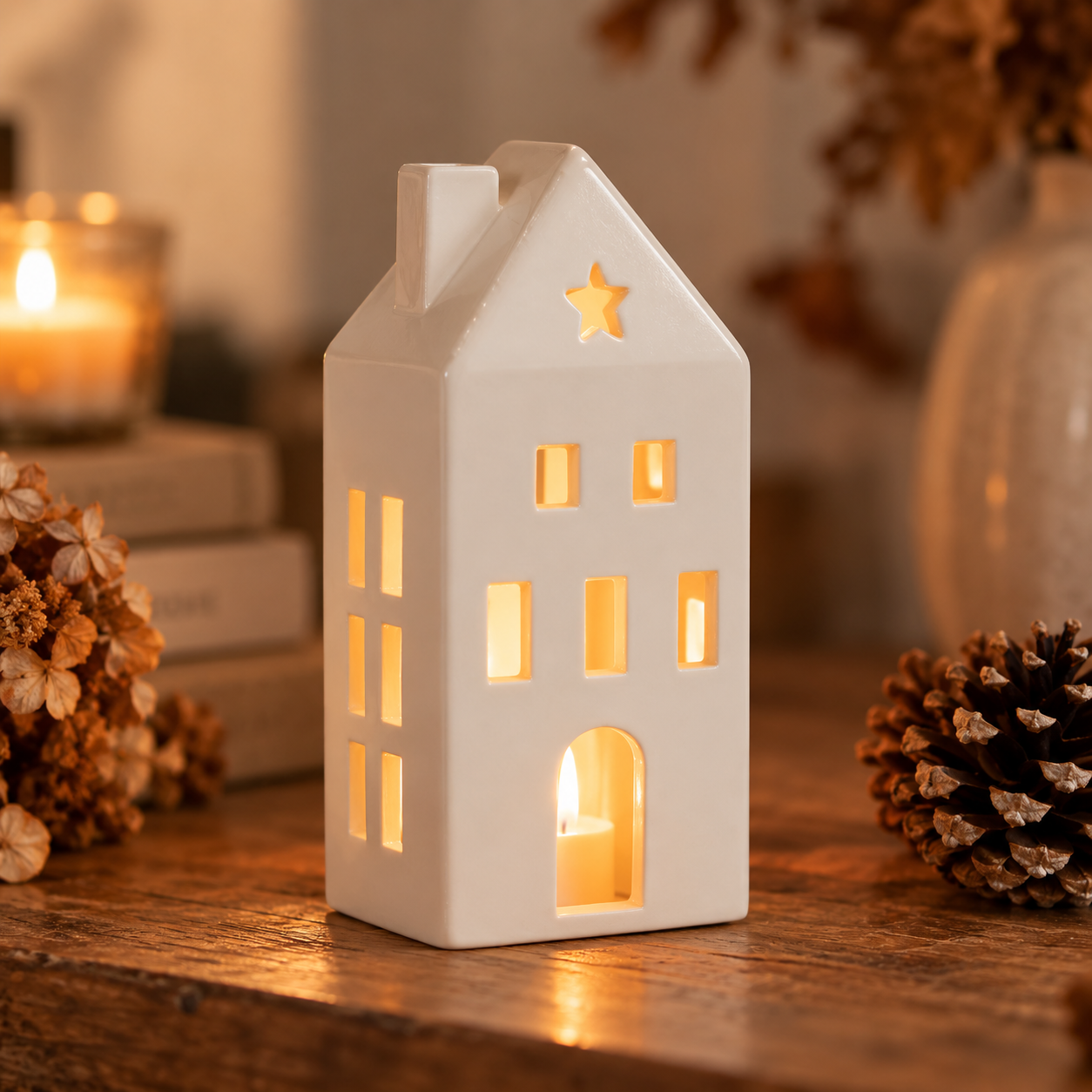 Cosy Cottage Ceramic Tealight House
