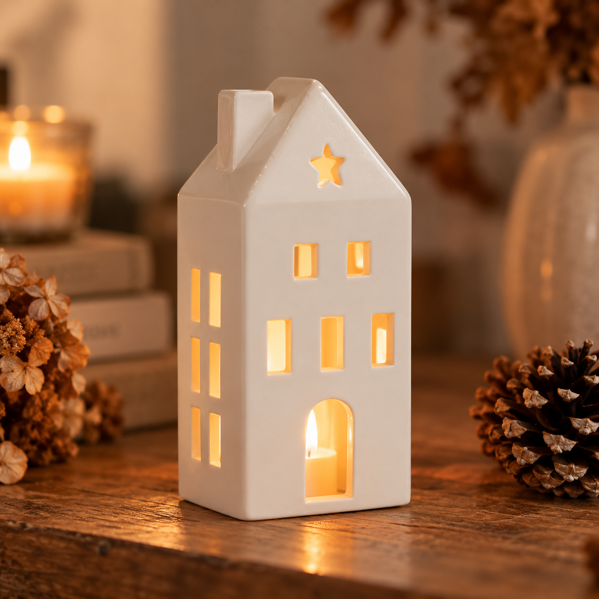Cosy Cottage Ceramic Tealight House