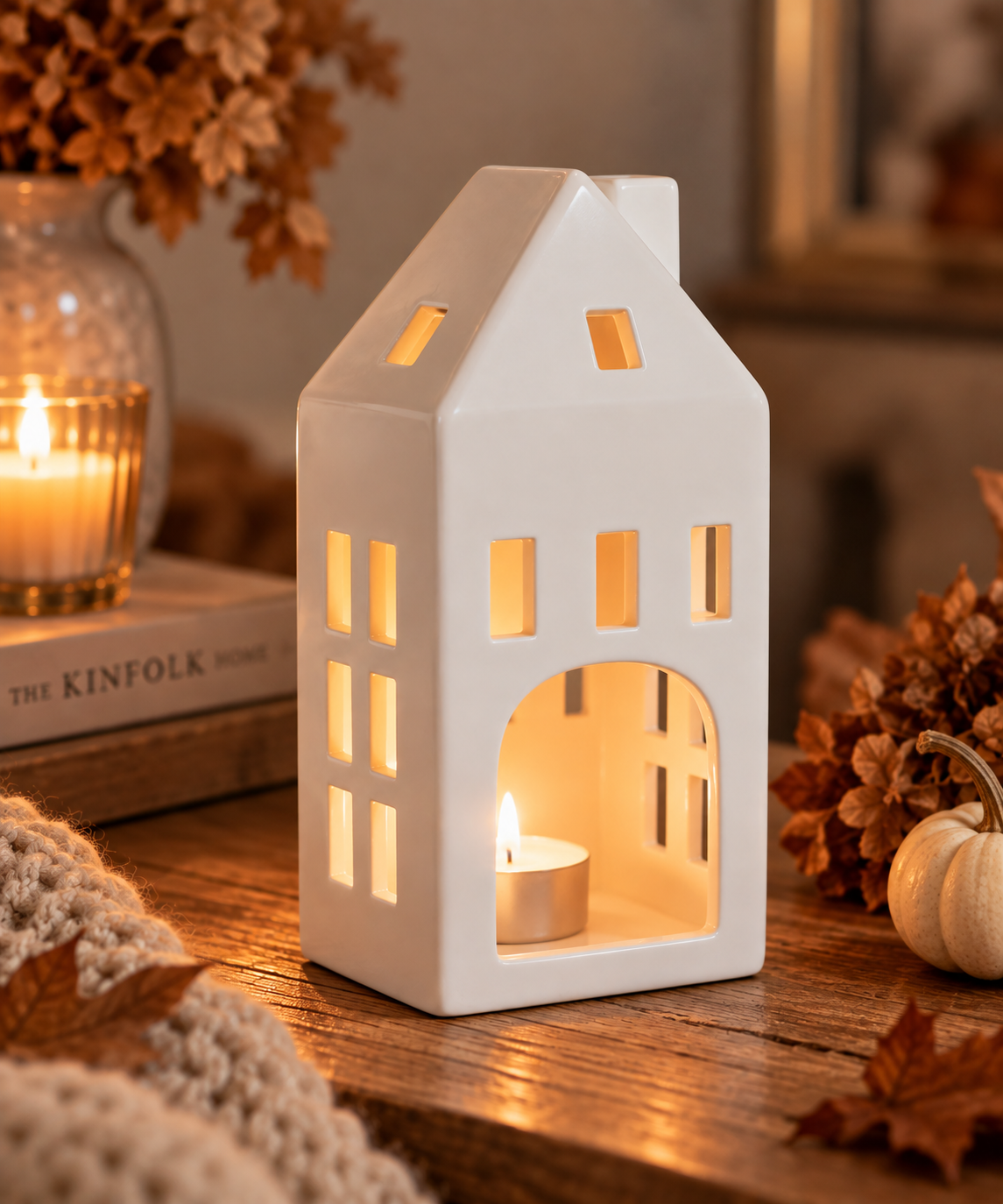 Cosy Cottage Ceramic Tealight House