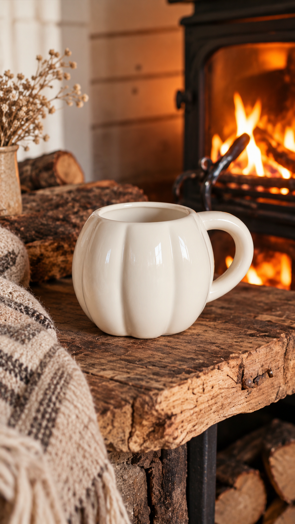 White Ceramic Pumpkin Mug